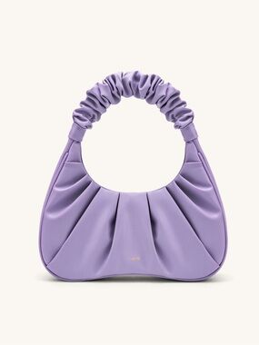 JW Pei Gabbi Ruched Hobo Handbag Purple Vegan Leather Mini Bag